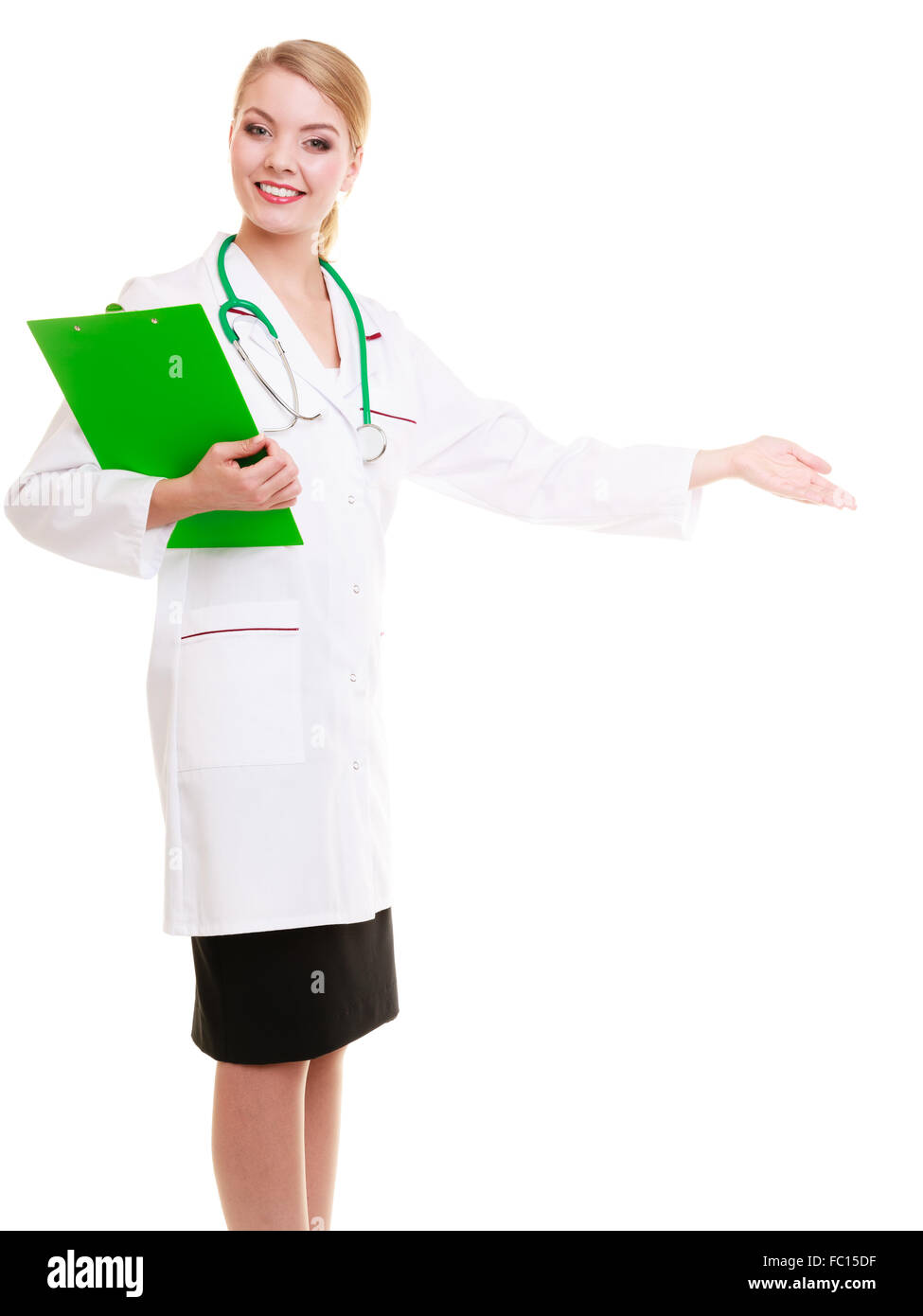Woman doctor in lab coat with stethoscope. Medical Stock Photo Alamy