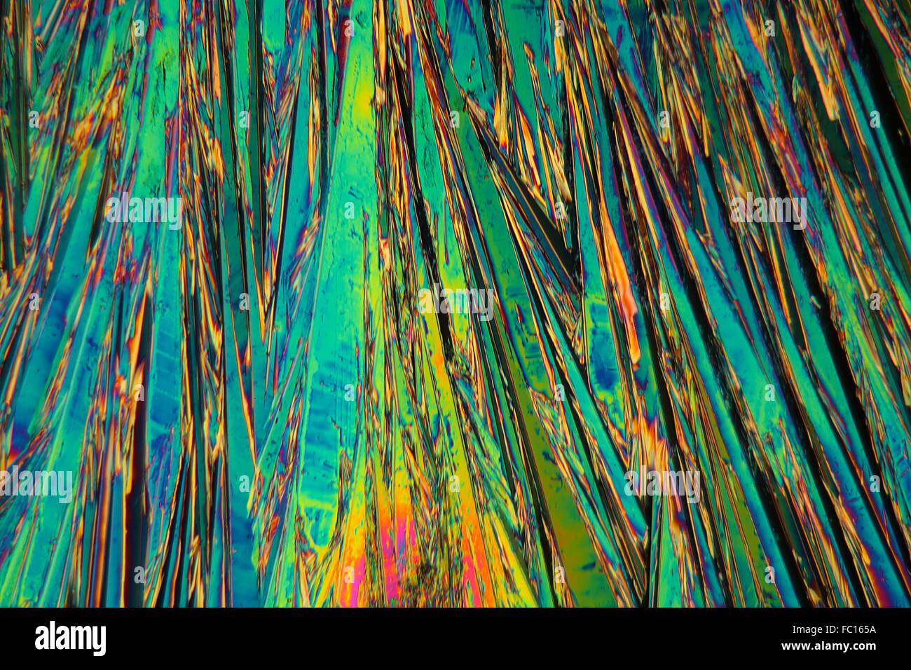 Holmium nitrate under the microscope Stock Photo