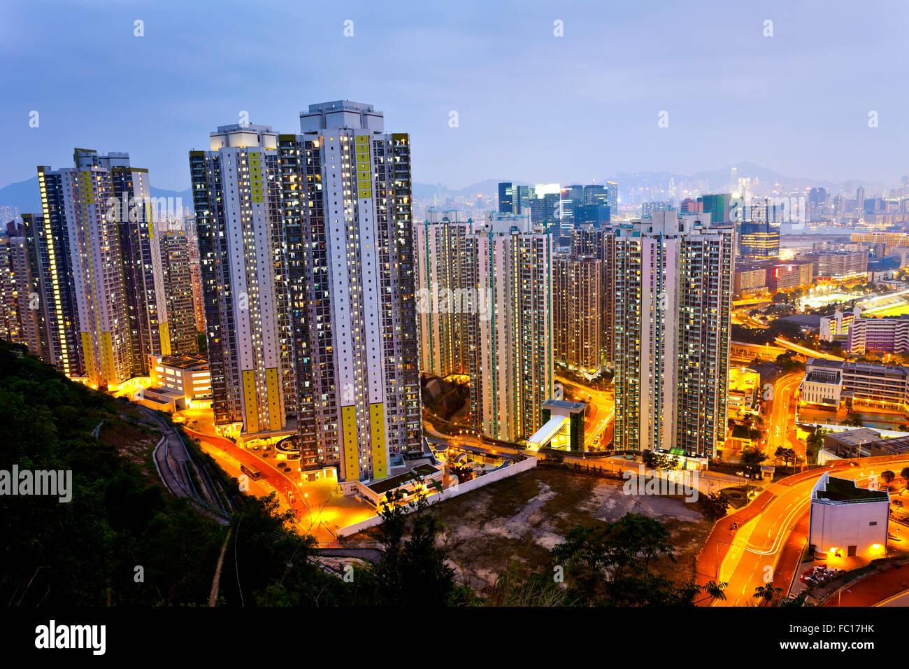 Hong Kong city at sunset Stock Photo - Alamy