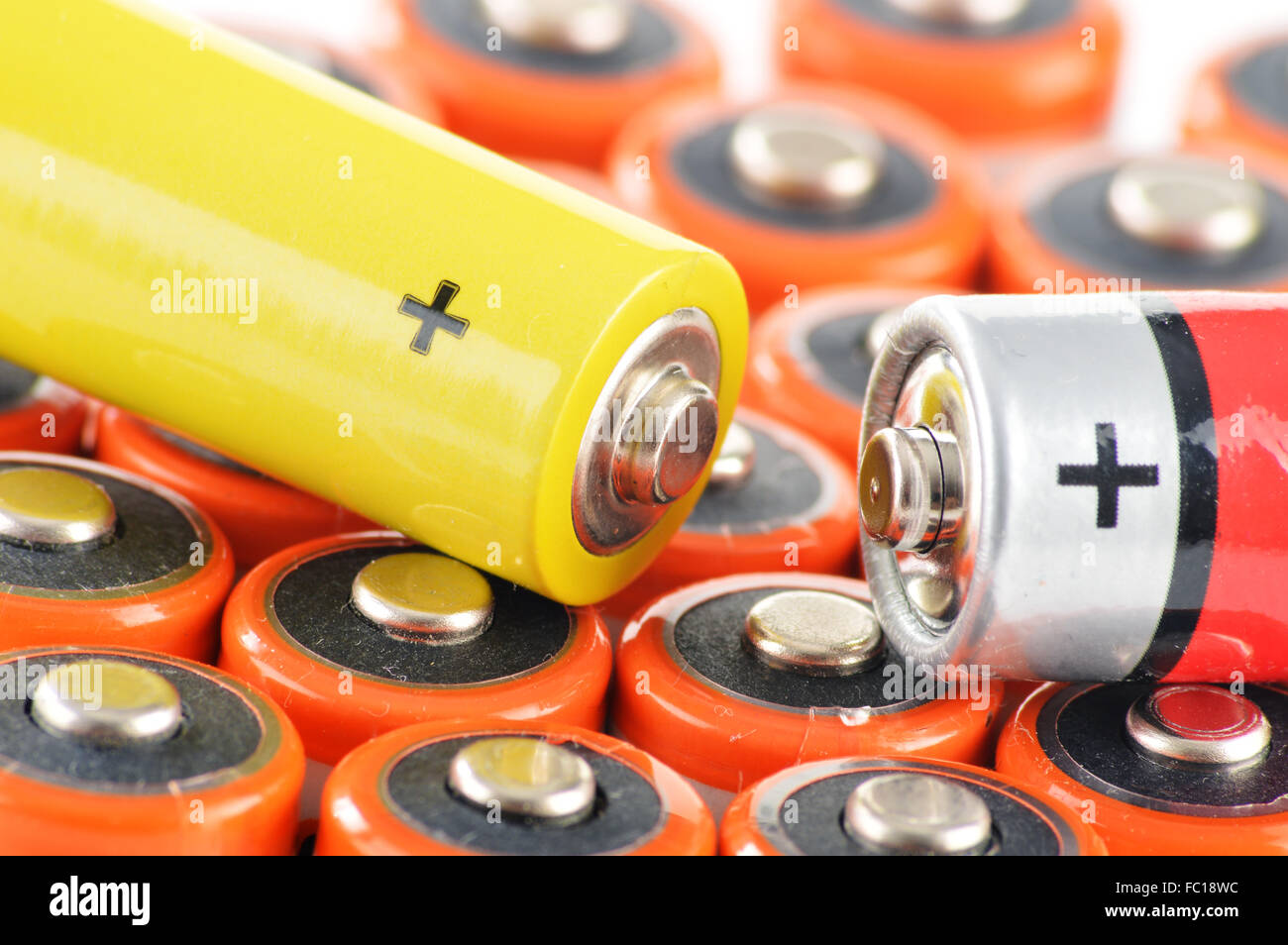 Composition with alkaline batteries. Chemical waste Stock Photo Alamy
