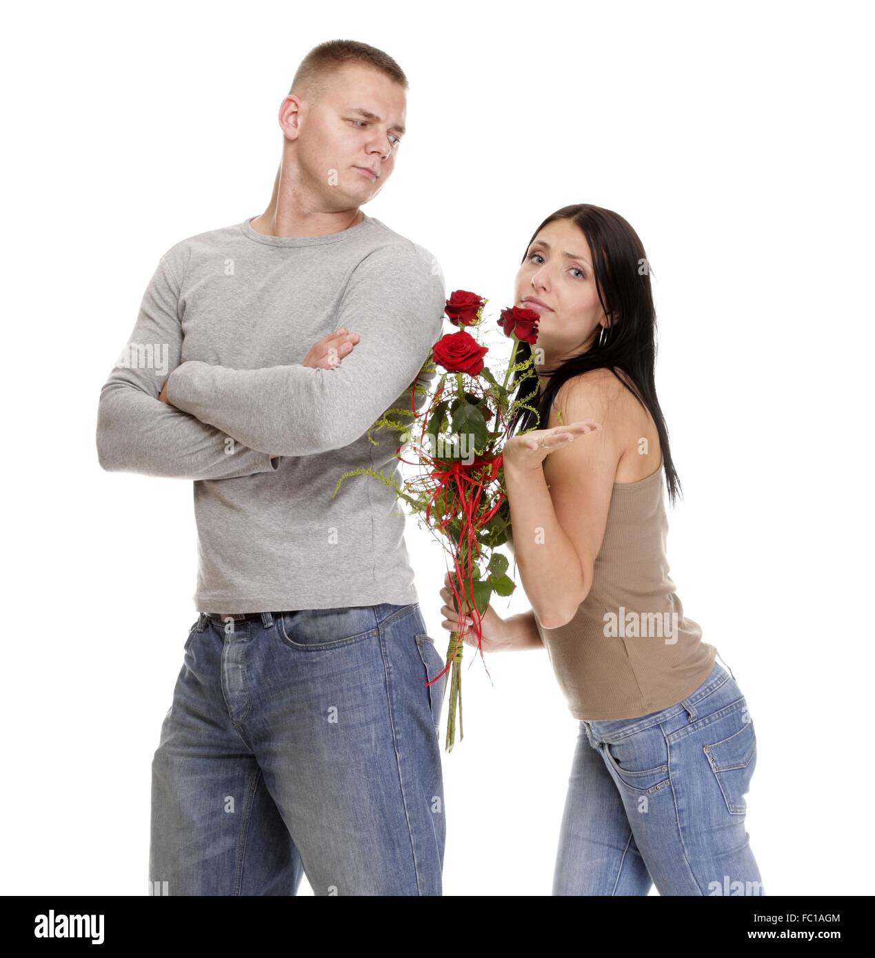 relationship difficulties young couple in conflict isolated Stock Photo