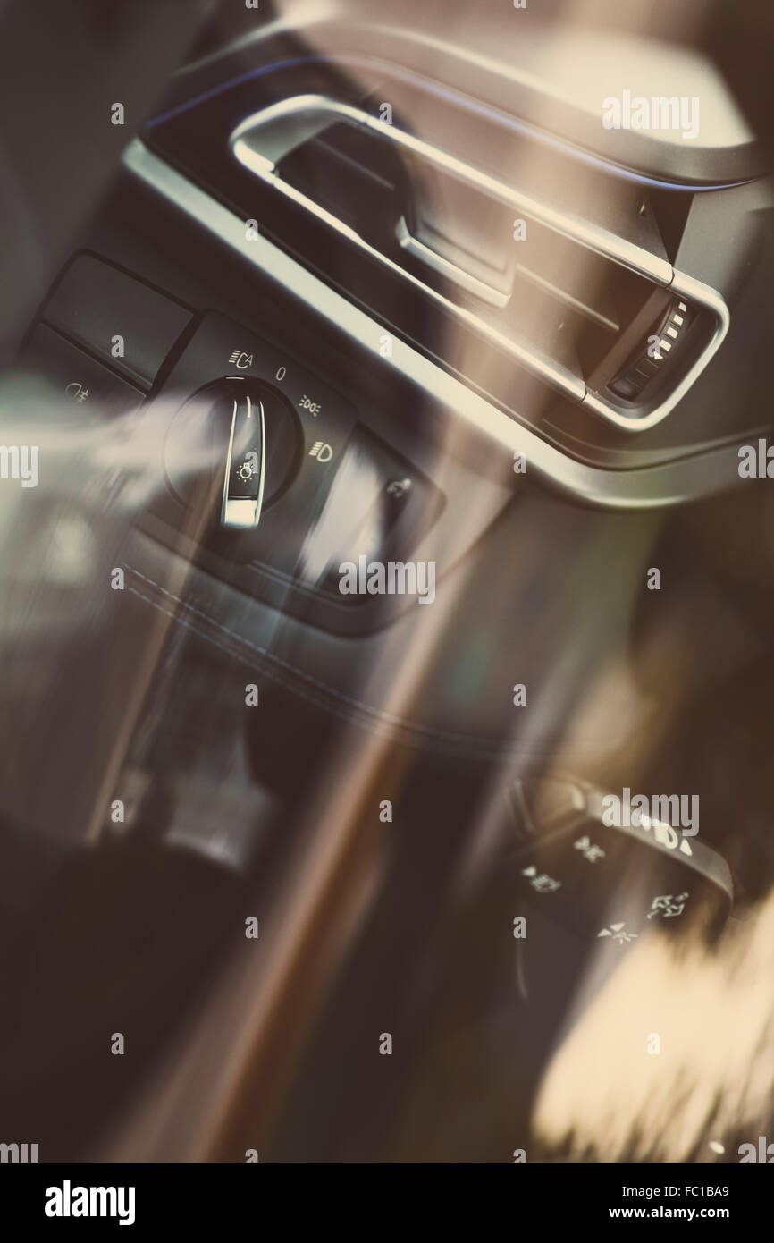 Color image of the headlights switch in a car Stock Photo Alamy