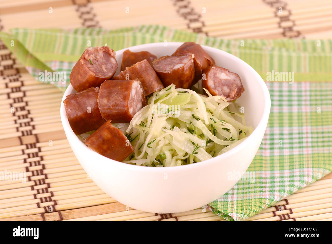 salami and cabbage salad Stock Photo Alamy