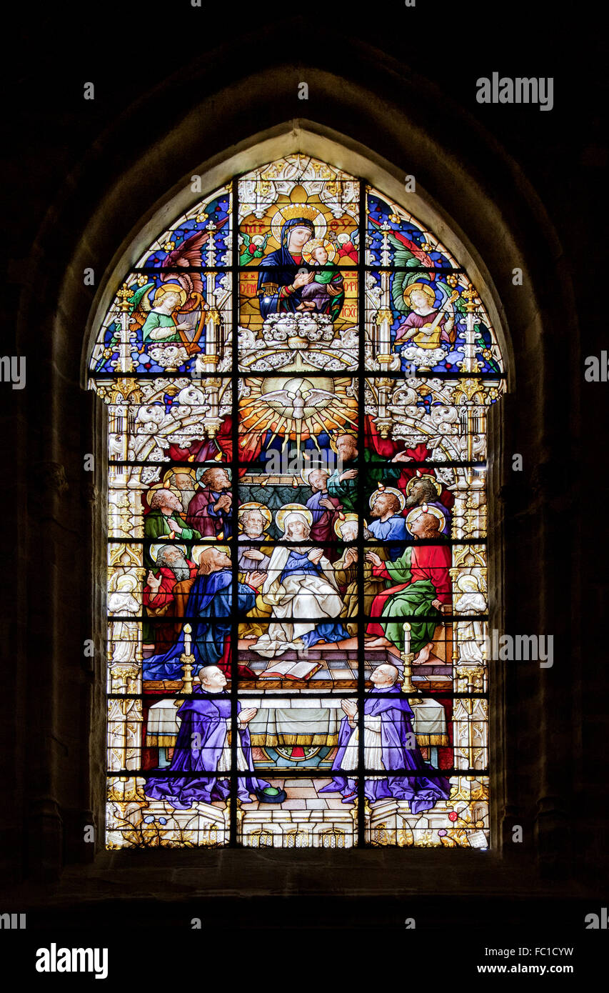 Stainedglass window in Seville cathedral Stock Photo Alamy