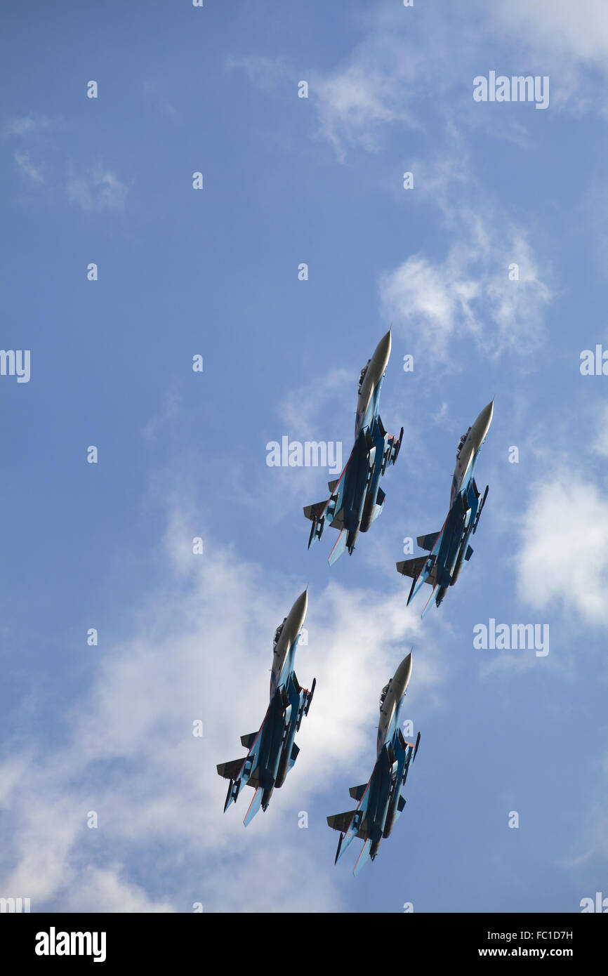 Planes on an air show against clear sky Stock Photo - Alamy