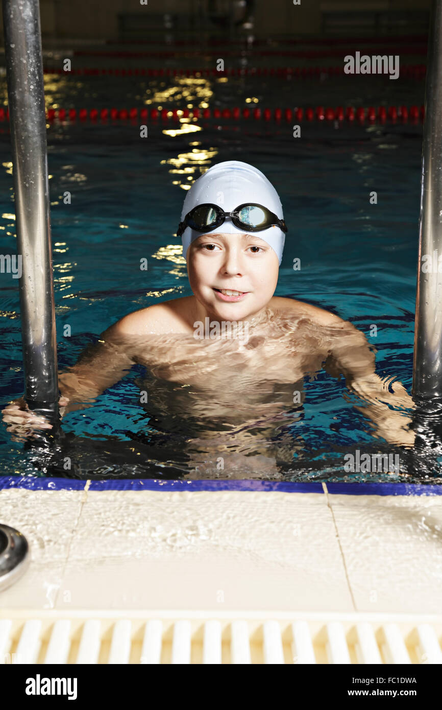 Smiling Kid In Swimming Pool Stock Photo Alamy