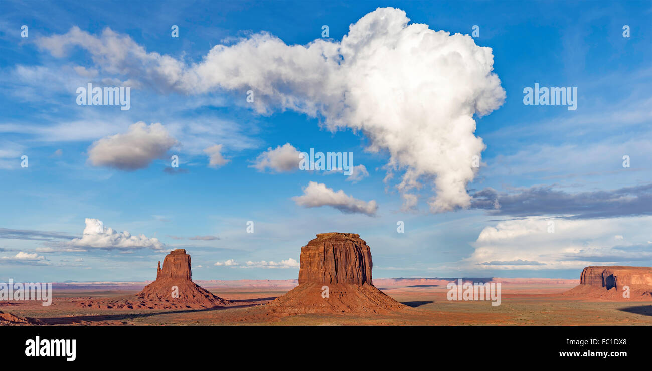 Panoramic View of Monument Valley near the Arizona - Utah Border. Stock Photo