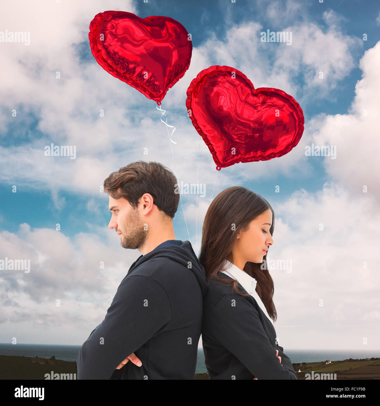 Composite image of unhappy couple not speaking to each other Stock ...