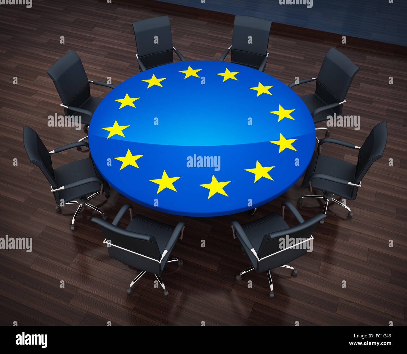 Blue circle table EU (done in 3d) Stock Photo