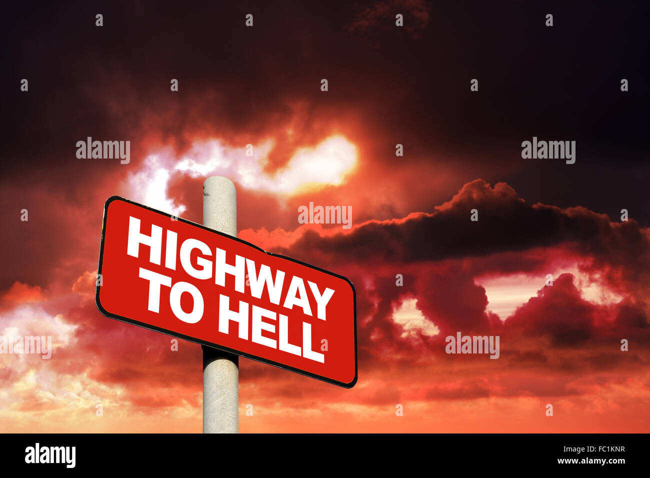 Highway to hell sign Stock Photo