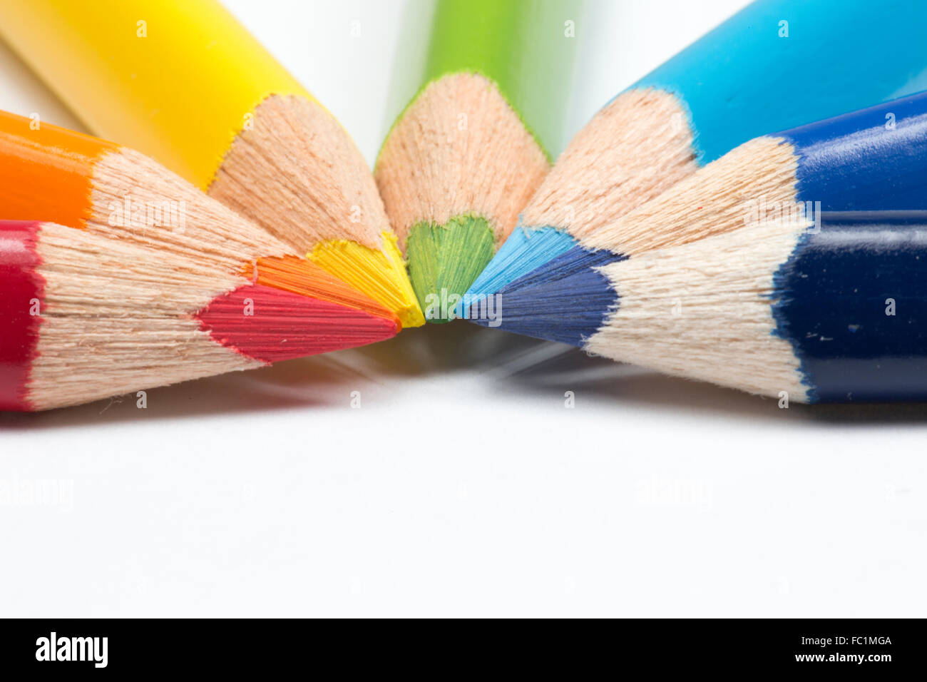Rainbow coloured pencils Stock Photo