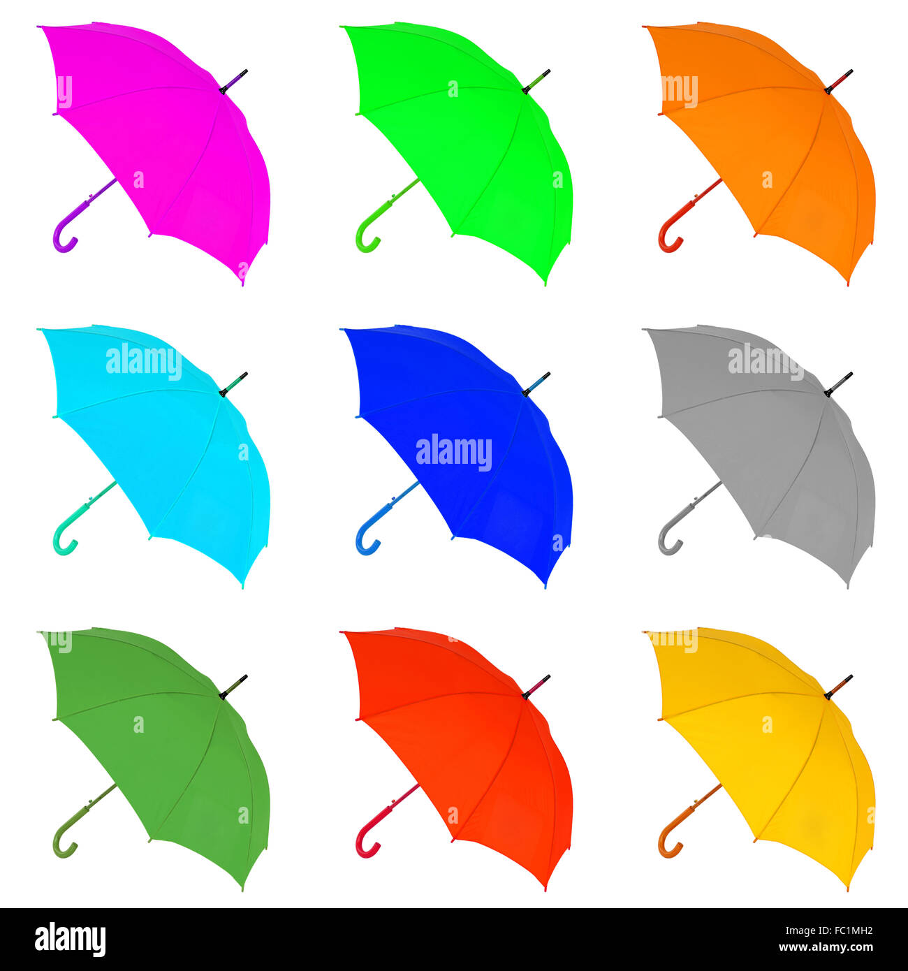multicolored umbrella on a white background Stock Photo - Alamy