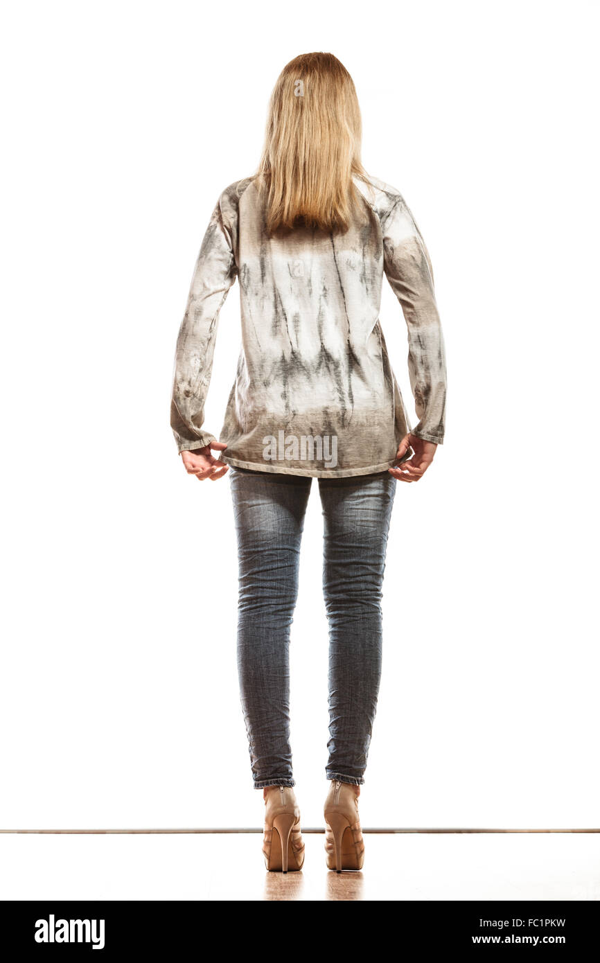 Blonde woman rear view heels hi-res stock photography and images - Alamy