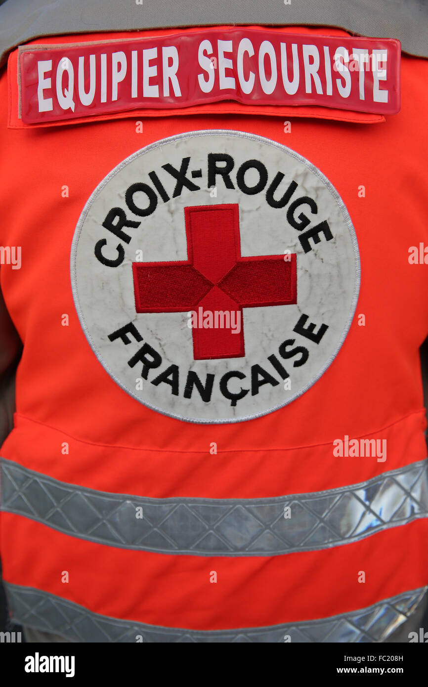 French Red Cross. Volunteer. Stock Photo