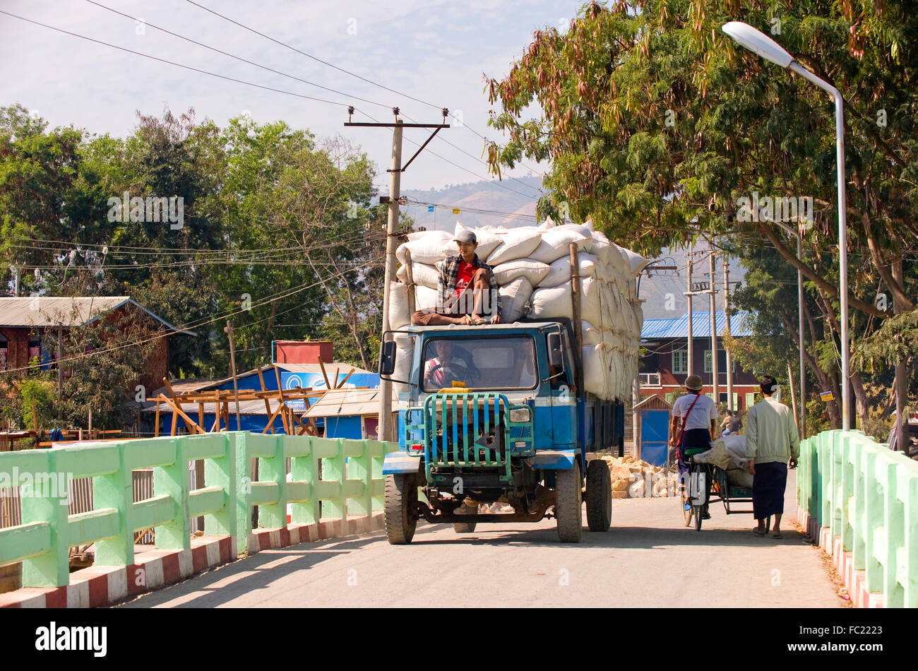Local transportation in Nyaung Schwe, Myanmar Stock Photo