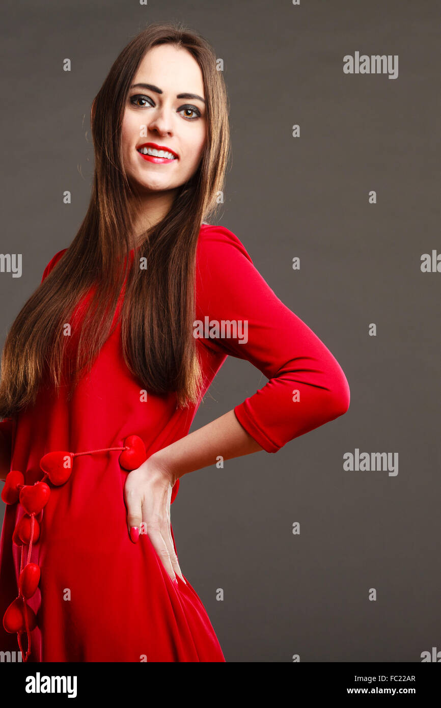 Attractive woman in red. Stock Photo