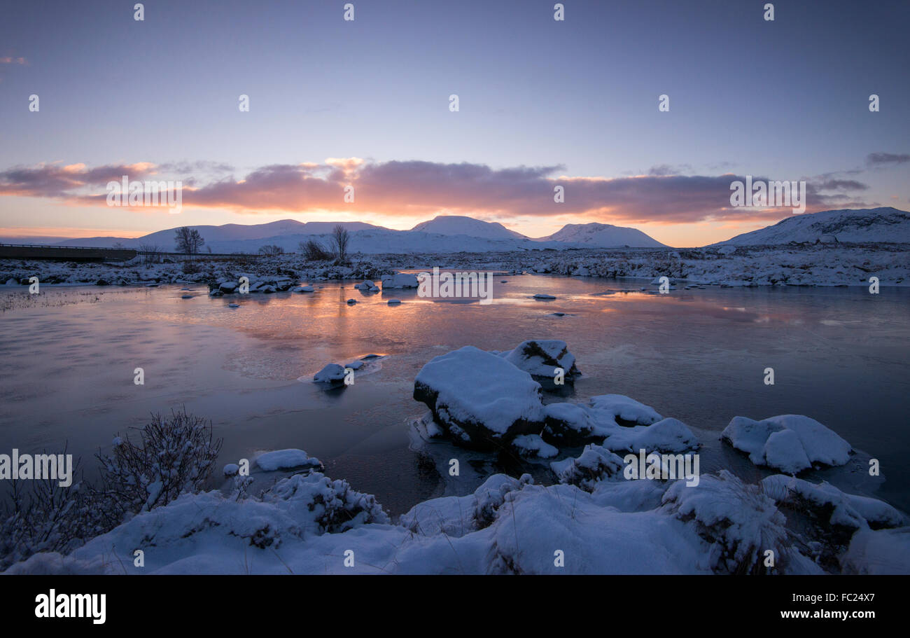 Winter morning at Loch Ba in Glencoe, Scotland UK Stock Photo