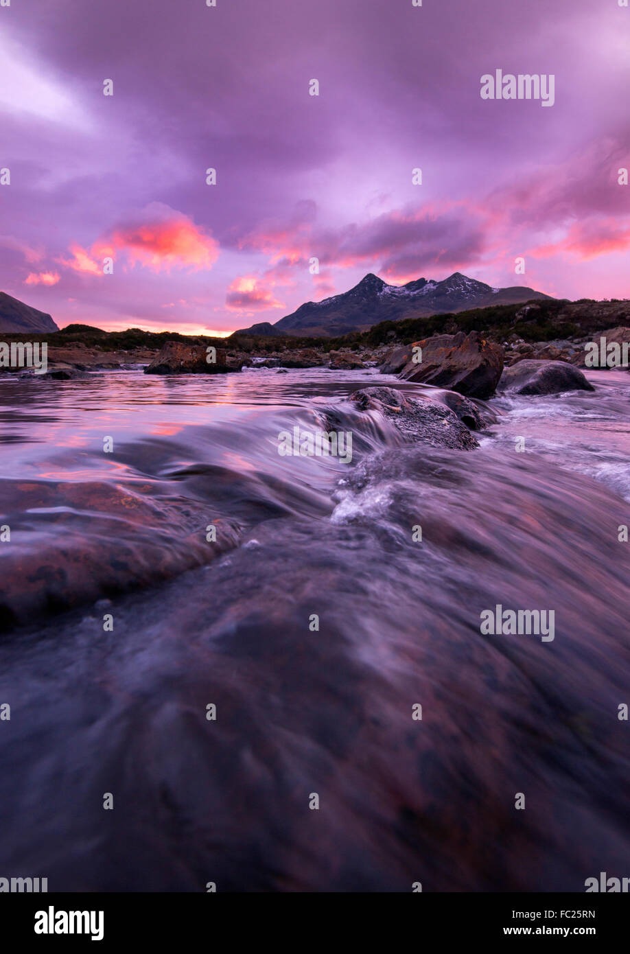 Sunset at Sligachan on the Isle of Skye, Scotland UK Stock Photo - Alamy
