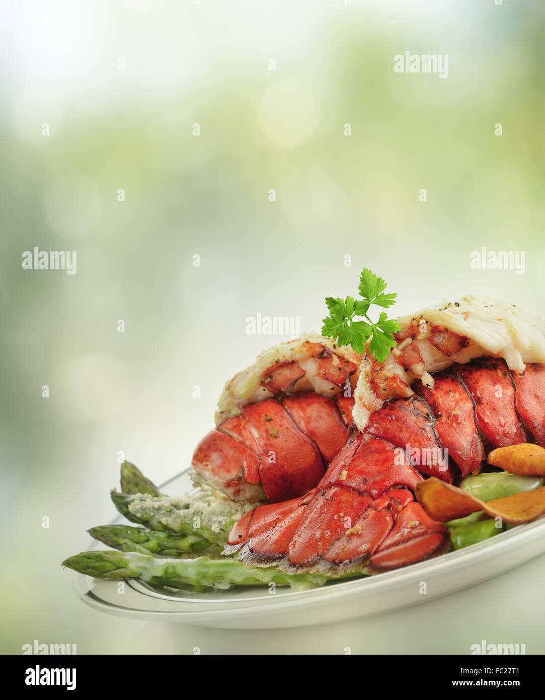 Grilled Lobster Tail Stock Photo Alamy