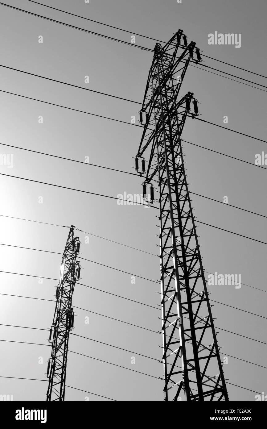 power pole in a suburb of Prague Stock Photo