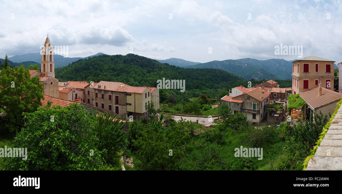 Mountain village Evisa - Corsica Stock Photo
