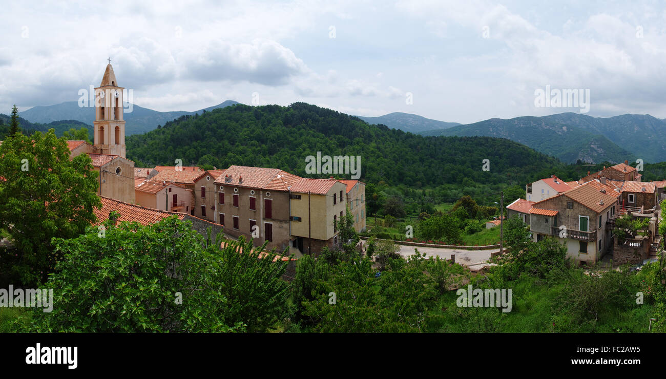 Mountain village Evisa - Corsica Stock Photo