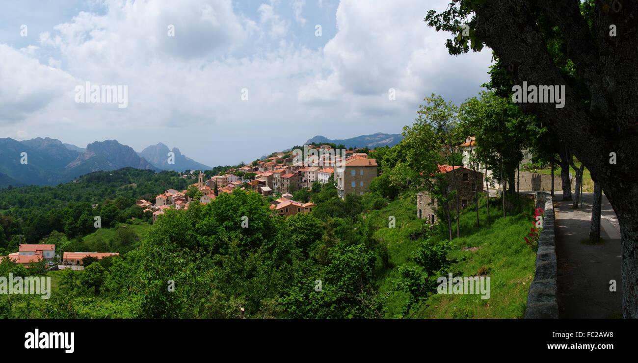 Mountain village Evisa - Corsica Stock Photo