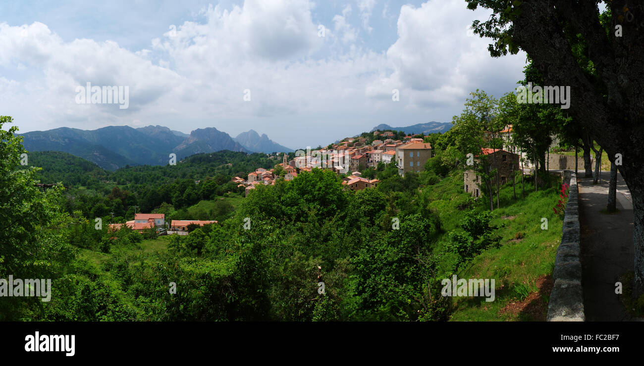 Mountain village Evisa - Corsica Stock Photo