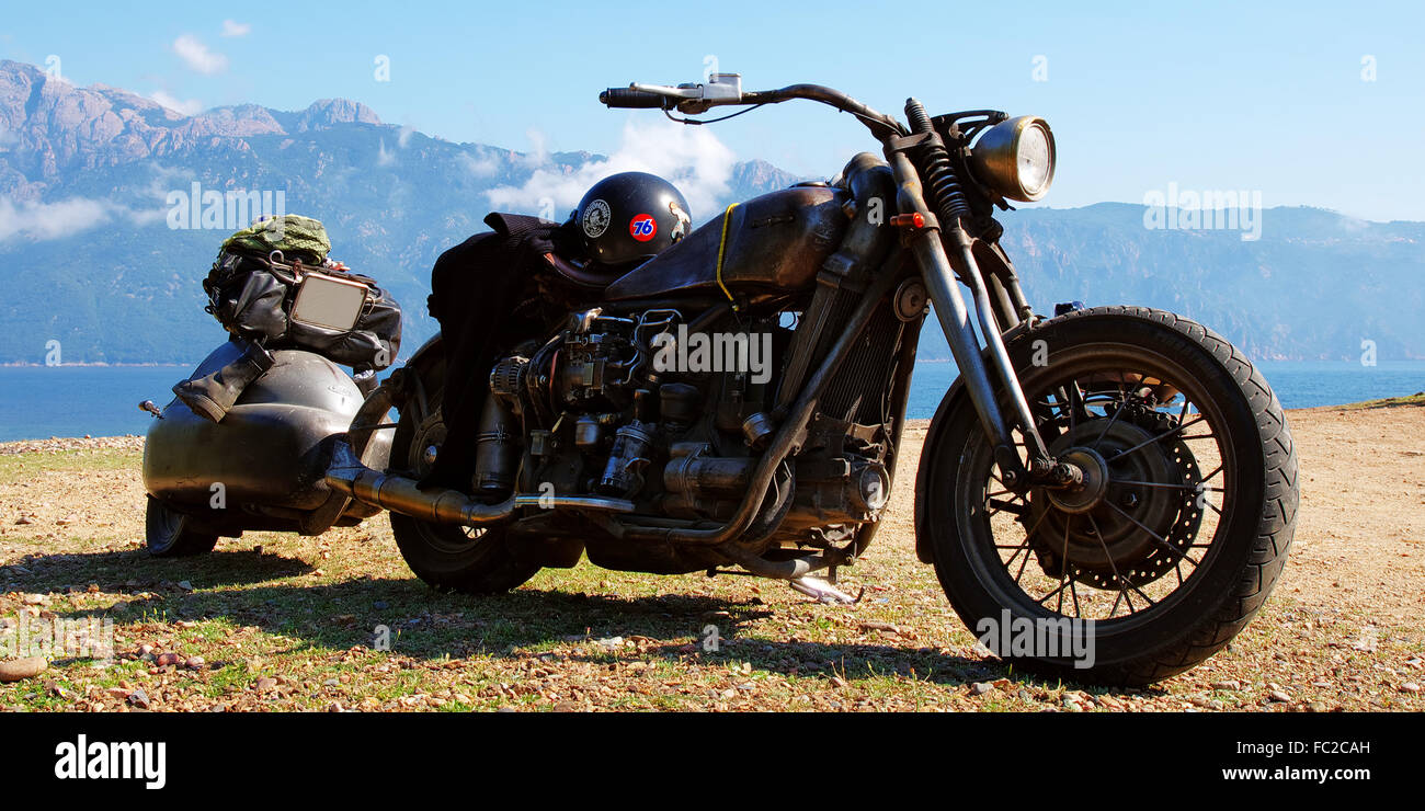 Custom - Rat - Bike with trailer Stock Photo