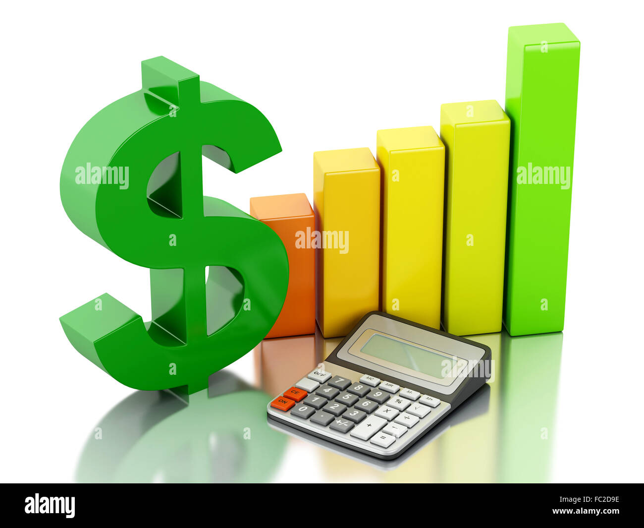 3d Financial business, bar graph and dollar sign Stock Photo - Alamy