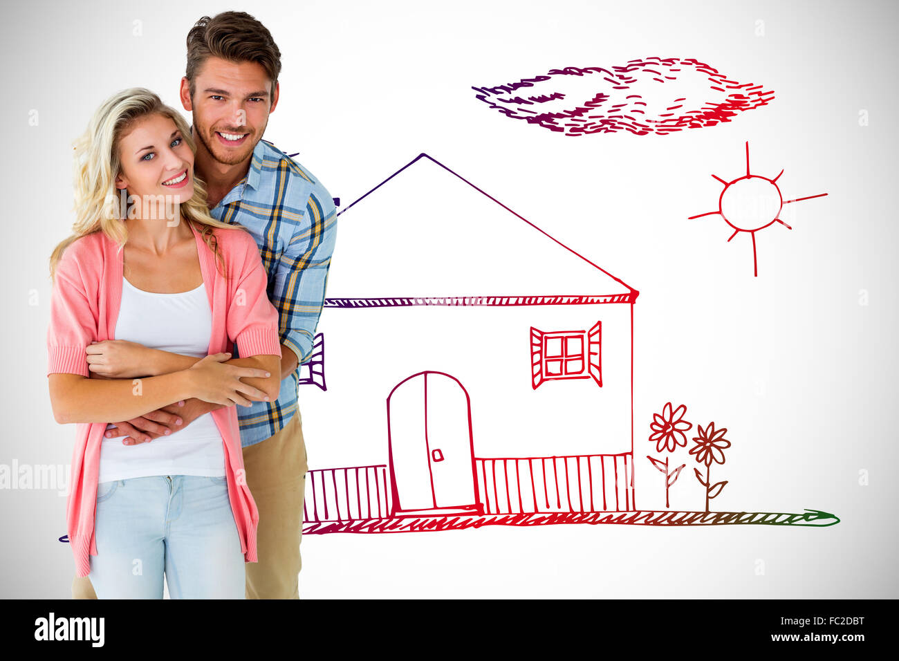 Composite image of attractive young couple smiling together Stock Photo ...