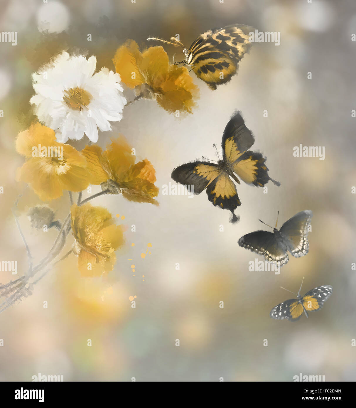 Digital painting flowers butterflies hi-res stock photography and images -  Alamy