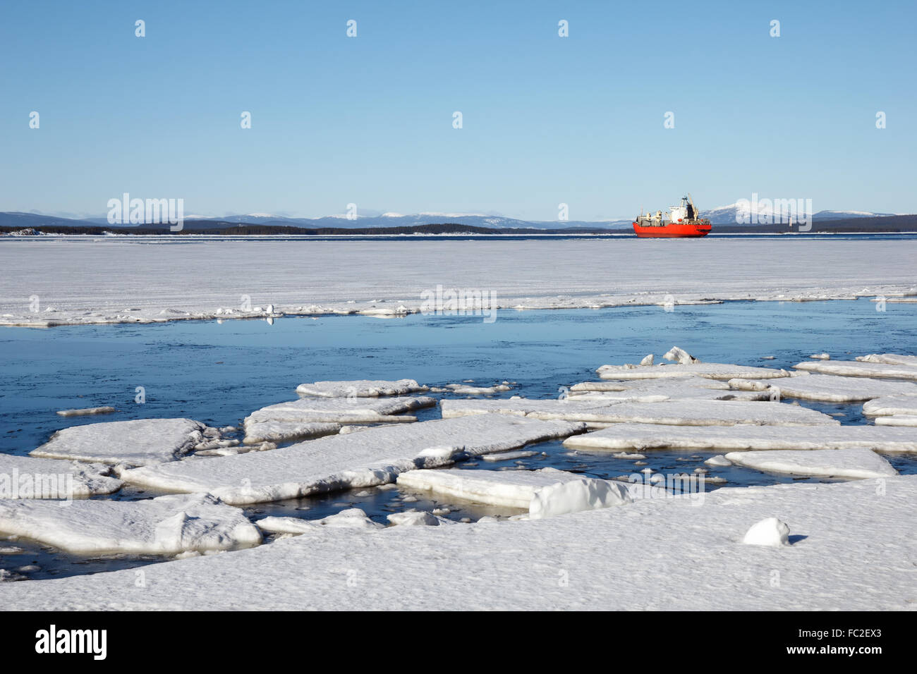 Sea ice is destroyed in the spring Stock Photo