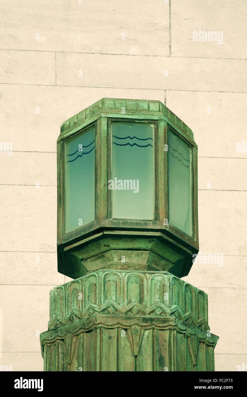 Copper Art Deco exterior light Stock Photo Alamy