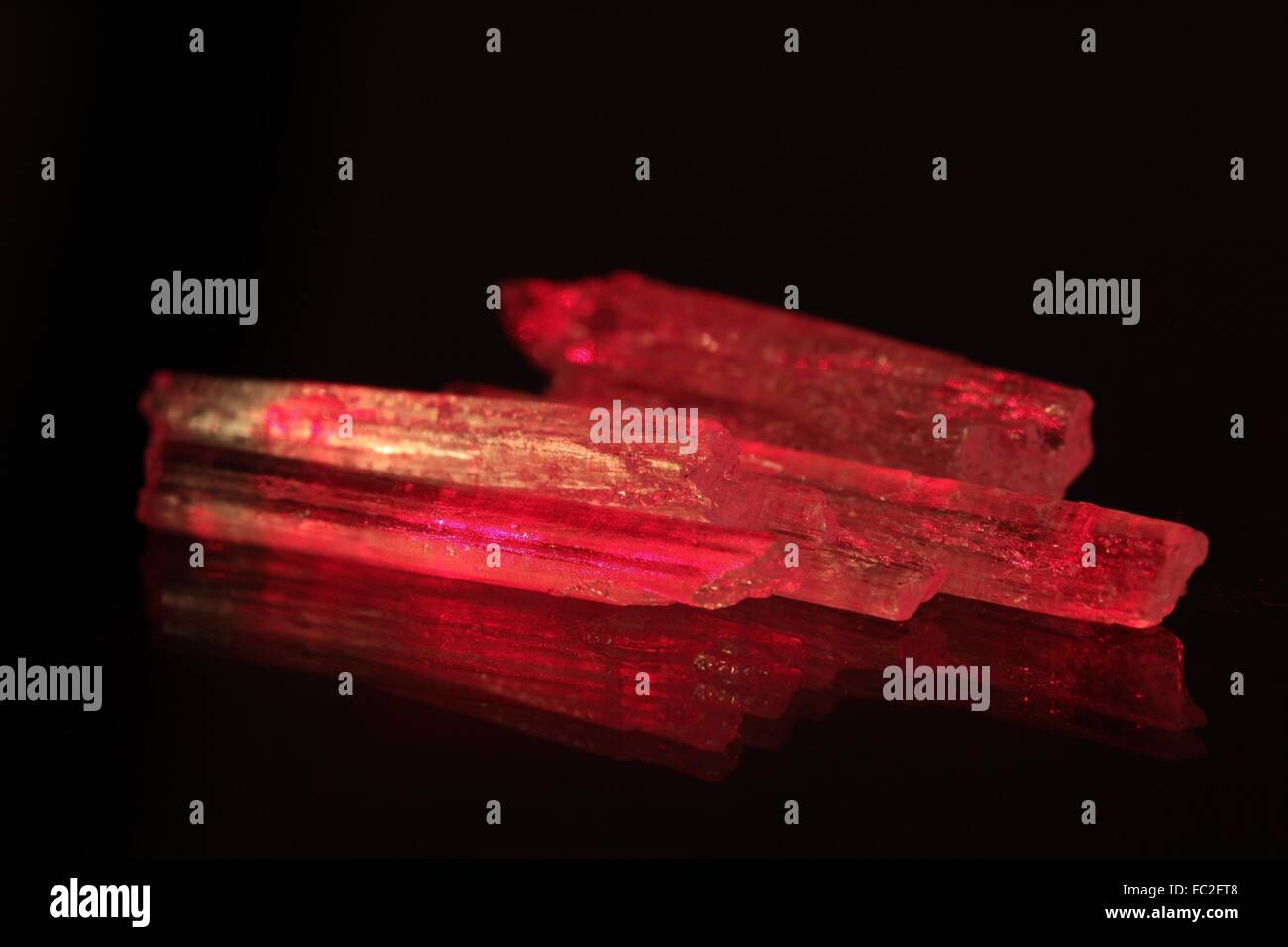 Red glowing crystals. Stock Photo