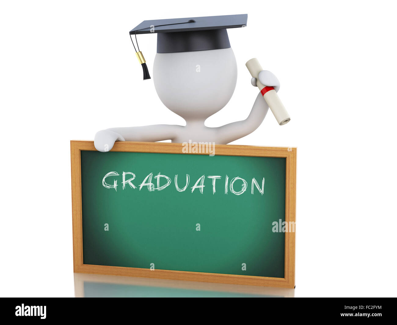 white people graduate with diploma and blackboard Stock Photo - Alamy