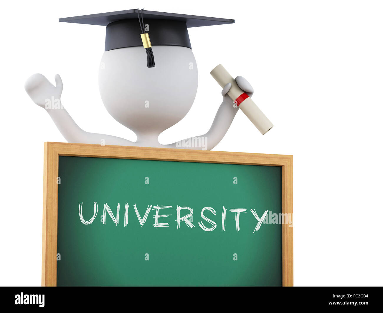 white people graduate with diploma and blackboard Stock Photo - Alamy