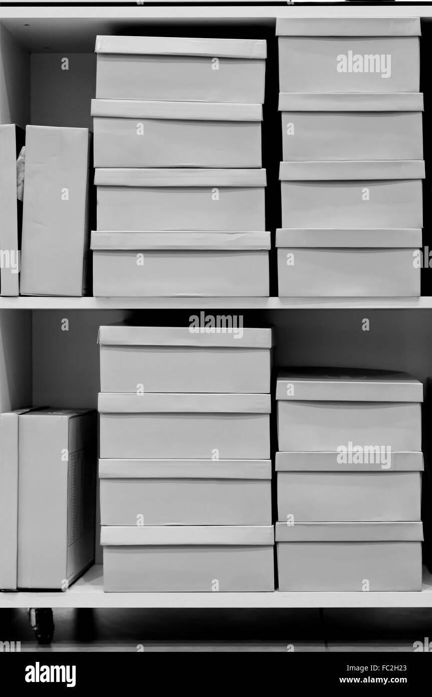 shoe boxes in a Shop Stock Photo