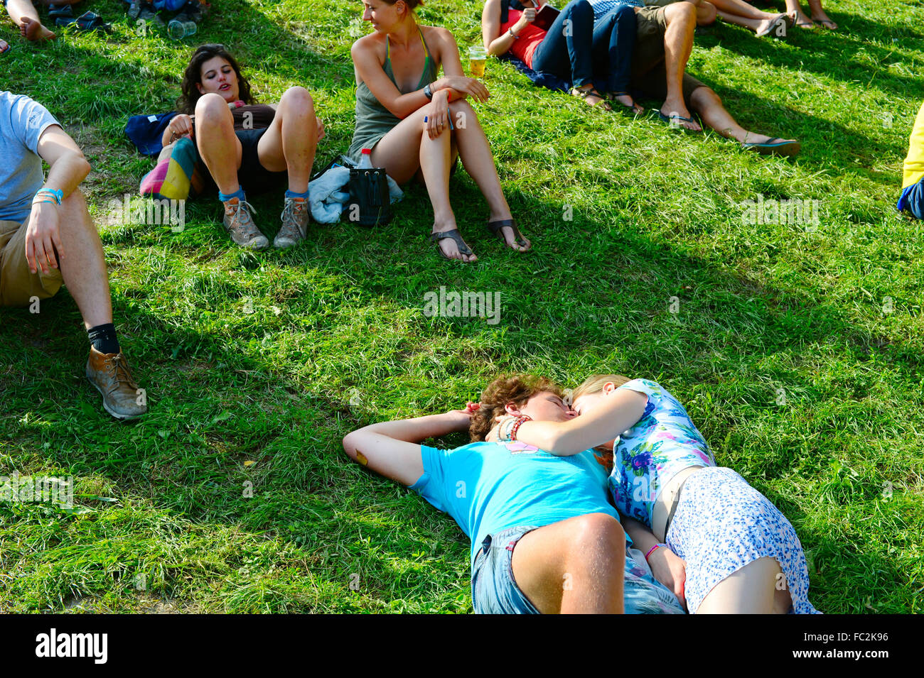 Romantic couple on the grass Stock Photo