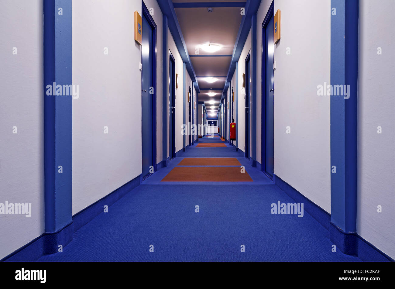 hallway with room doors Stock Photo