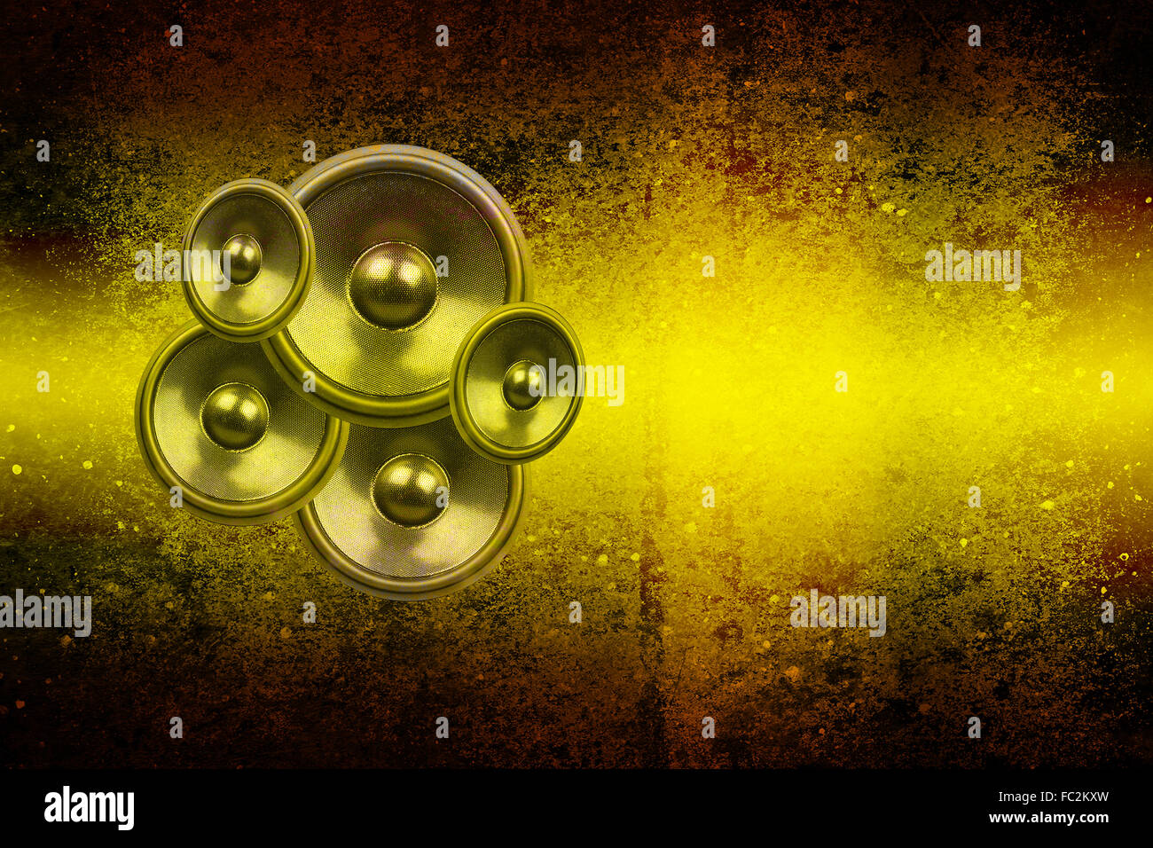 Grunge yellow audio speakers Stock Photo Alamy