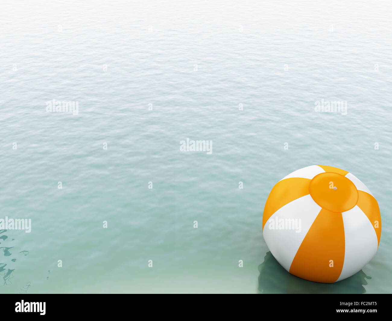 3d blue water with beach ball. Stock Photo