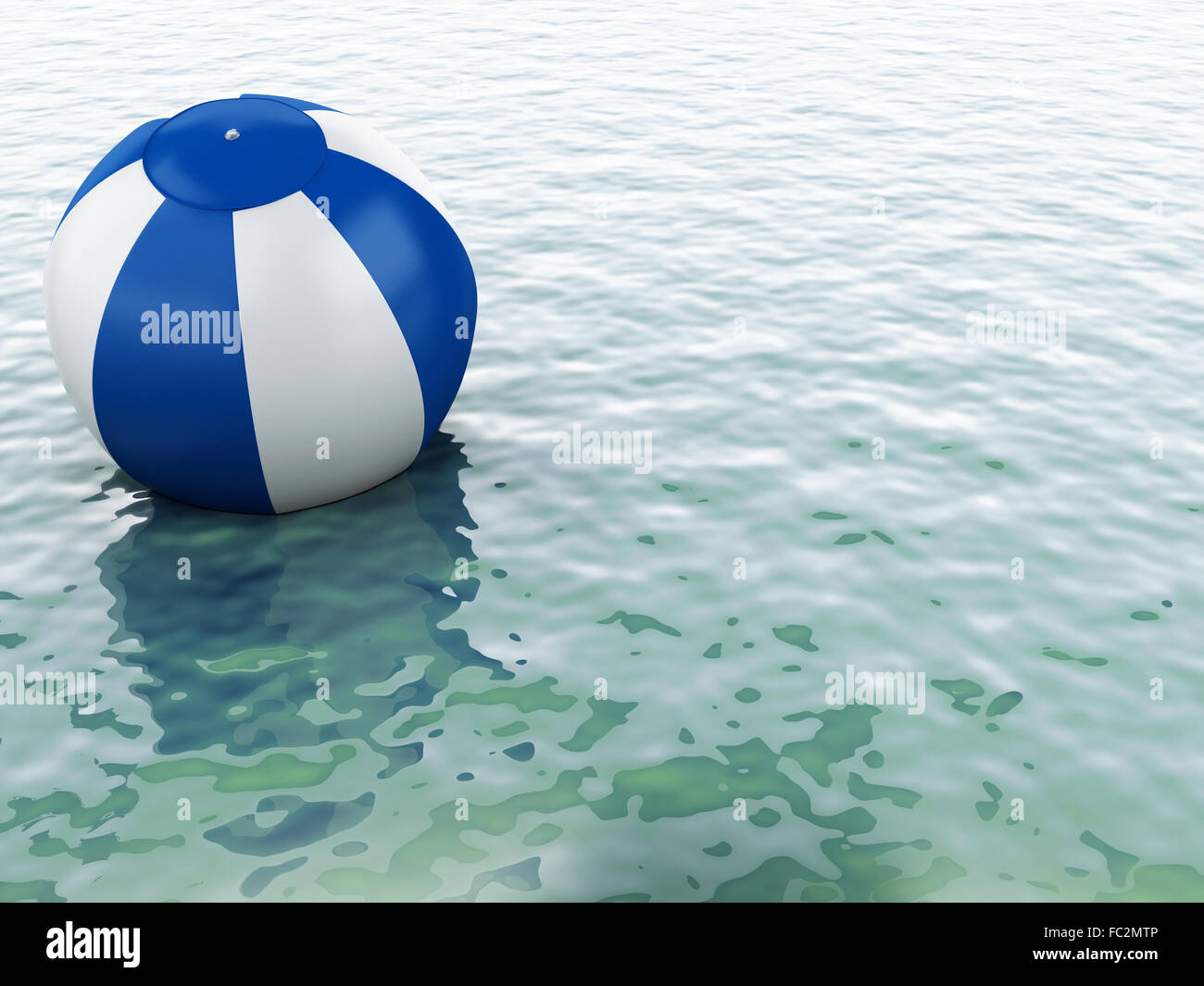 3d blue water with beach ball Stock Photo
