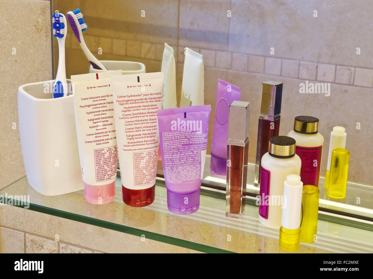 personal care products on a shelf Stock Photo Alamy