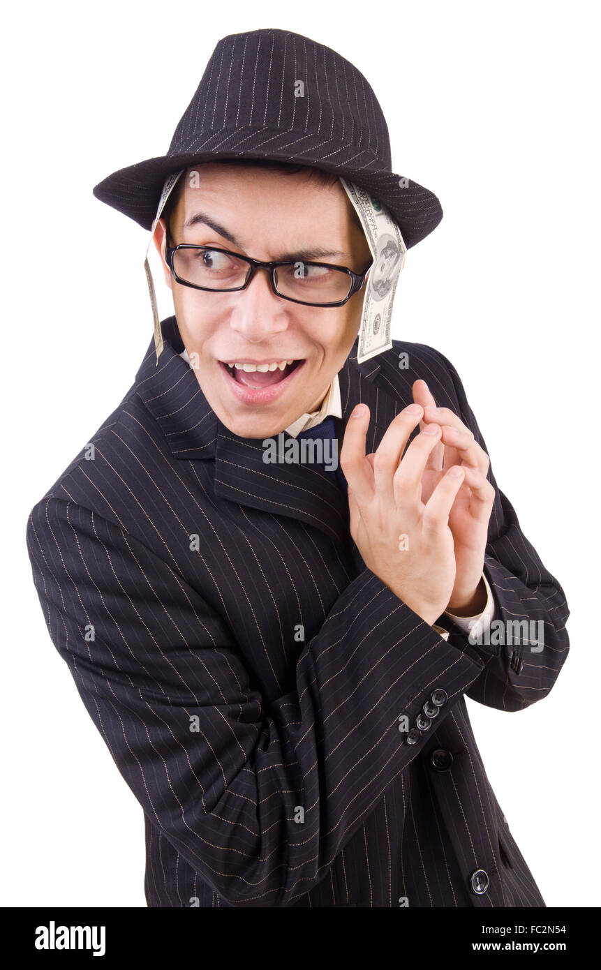 Funny gentleman in striped suit isolated on white Stock Photo Alamy