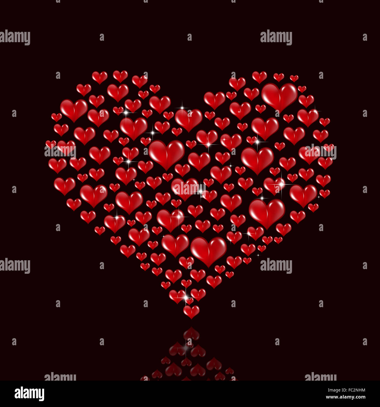 holiday valentine gift background with white hearts on black background Stock Photo