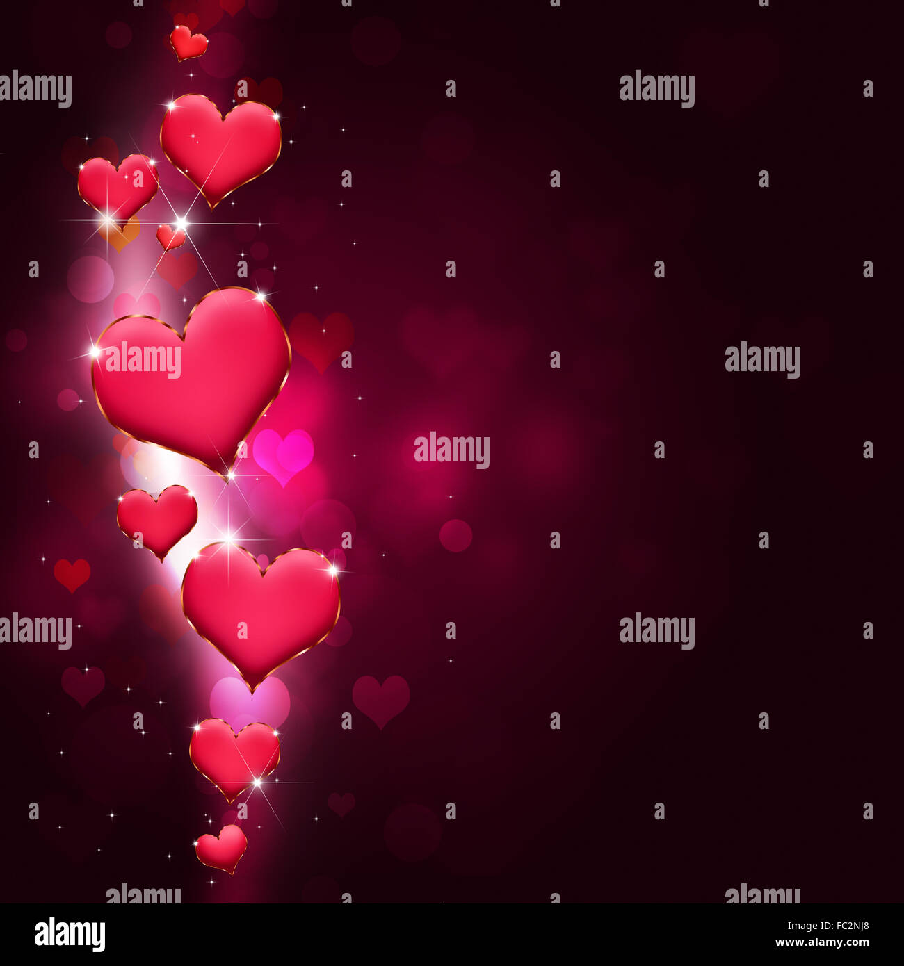 lovely valentine red hearts on the dark background Stock Photo