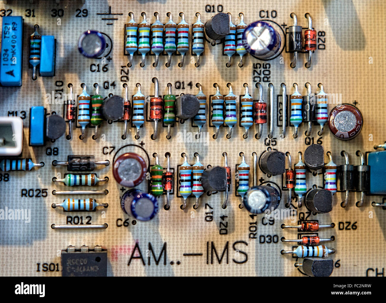 Printed circuit control board for a  domestic home central heating boiler Stock Photo