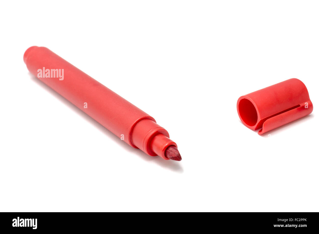 Red marker pen on white background Stock Photo