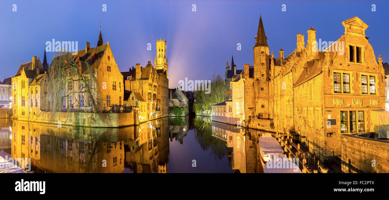 Bruges, Belgium at dusk. Stock Photo